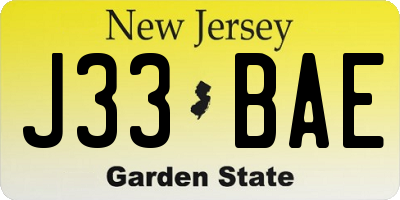NJ license plate J33BAE