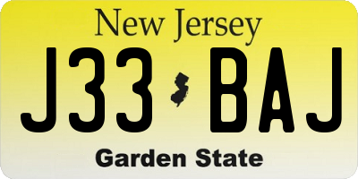 NJ license plate J33BAJ