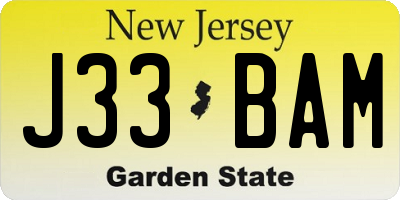 NJ license plate J33BAM