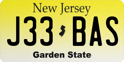 NJ license plate J33BAS