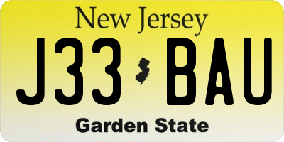 NJ license plate J33BAU