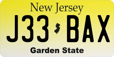 NJ license plate J33BAX
