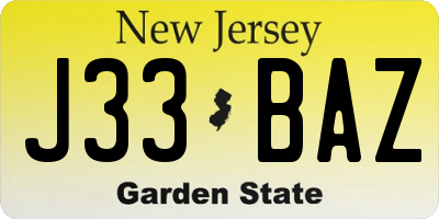 NJ license plate J33BAZ