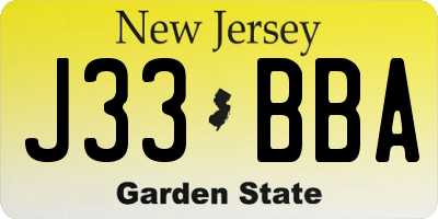 NJ license plate J33BBA