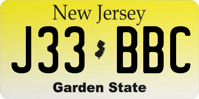 NJ license plate J33BBC