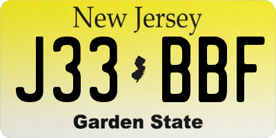 NJ license plate J33BBF