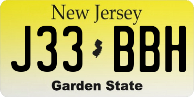 NJ license plate J33BBH