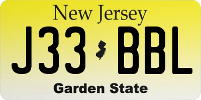 NJ license plate J33BBL