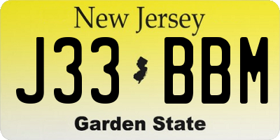 NJ license plate J33BBM