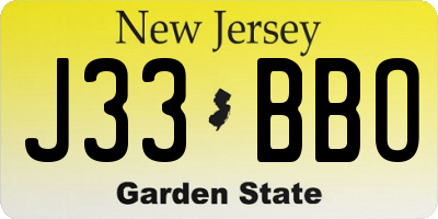 NJ license plate J33BBO