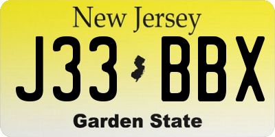 NJ license plate J33BBX