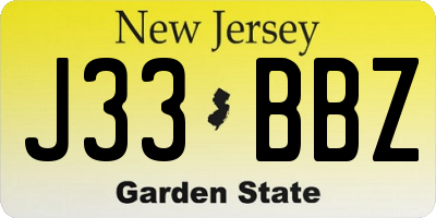 NJ license plate J33BBZ