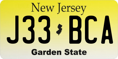 NJ license plate J33BCA