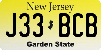 NJ license plate J33BCB