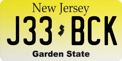 NJ license plate J33BCK