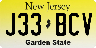 NJ license plate J33BCV