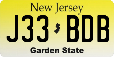 NJ license plate J33BDB