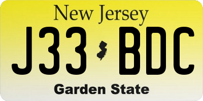 NJ license plate J33BDC