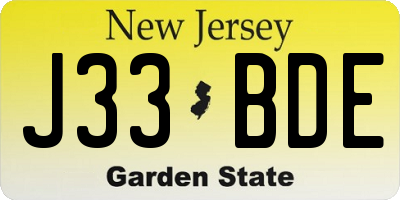 NJ license plate J33BDE