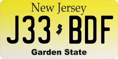 NJ license plate J33BDF