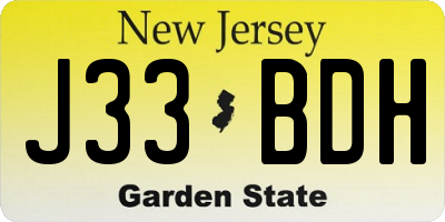 NJ license plate J33BDH
