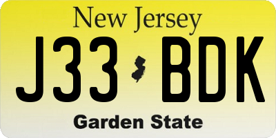 NJ license plate J33BDK