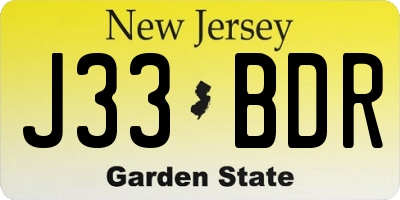 NJ license plate J33BDR