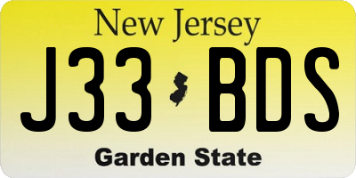 NJ license plate J33BDS