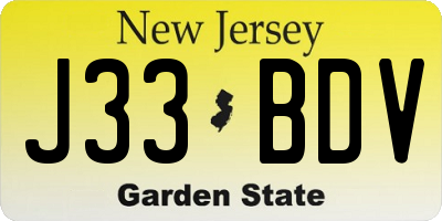 NJ license plate J33BDV