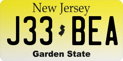 NJ license plate J33BEA
