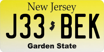 NJ license plate J33BEK