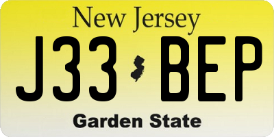 NJ license plate J33BEP