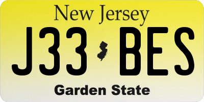 NJ license plate J33BES
