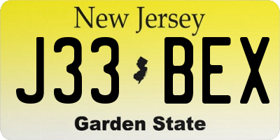 NJ license plate J33BEX