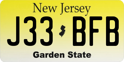 NJ license plate J33BFB