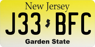 NJ license plate J33BFC