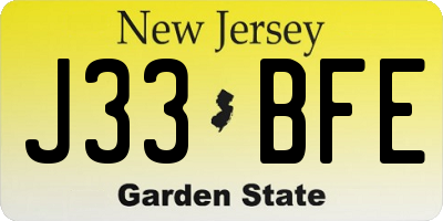 NJ license plate J33BFE