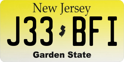 NJ license plate J33BFI