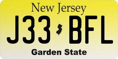 NJ license plate J33BFL