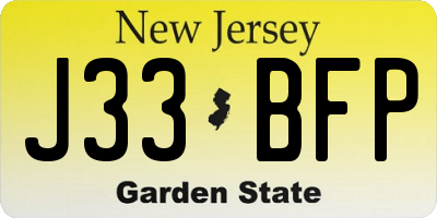 NJ license plate J33BFP