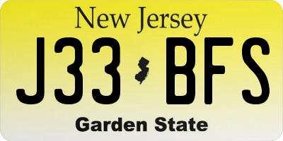 NJ license plate J33BFS