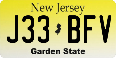 NJ license plate J33BFV