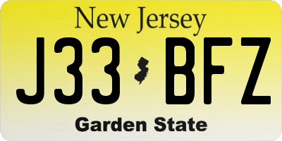 NJ license plate J33BFZ