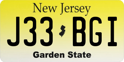 NJ license plate J33BGI