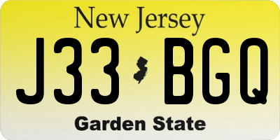 NJ license plate J33BGQ