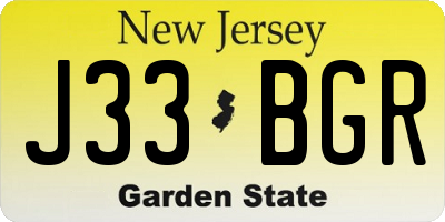 NJ license plate J33BGR