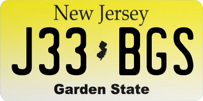 NJ license plate J33BGS