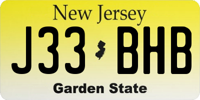 NJ license plate J33BHB