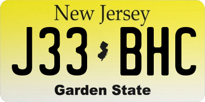 NJ license plate J33BHC