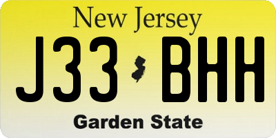 NJ license plate J33BHH